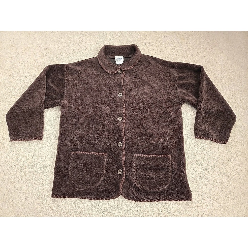 Artisans Sunschein Designs Jacket Womens L Brown Velvet Grandma USA Made VTG